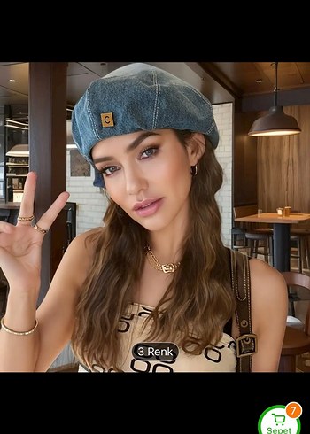H&M Mavi Düğmeli Denim Kadın Şapka