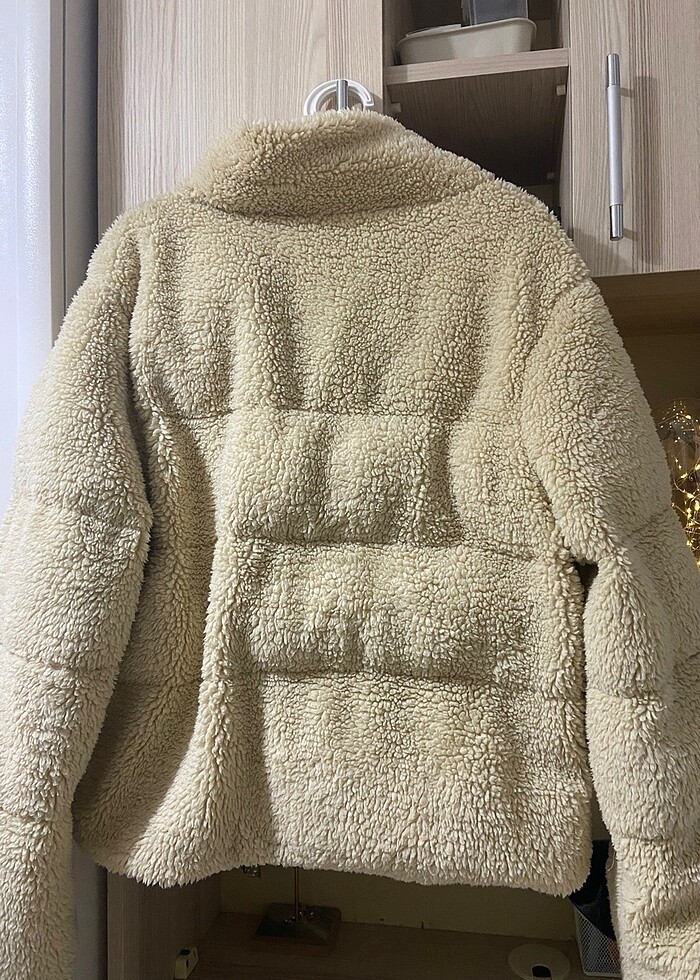 Kadın yünlü şişme mont - Görsel 4