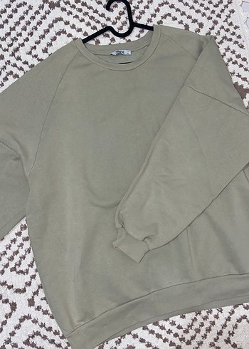 Kadın Haki Oversize Sweatshirt - Görsel 2