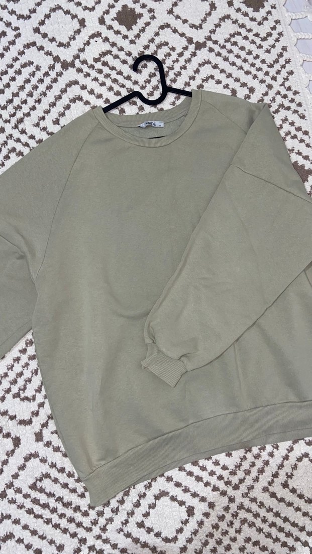 Kadın Haki Oversize Sweatshirt - Görsel 2