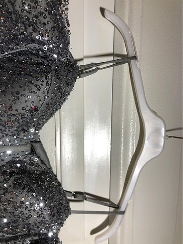 Pul payetli gümüş abiye - Görsel 7