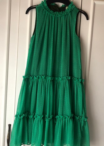 Yeşil Fırfırlı Bohem Kız Elbisesi - Görsel 2