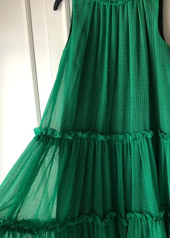Yeşil Fırfırlı Bohem Kız Elbisesi - Görsel 4