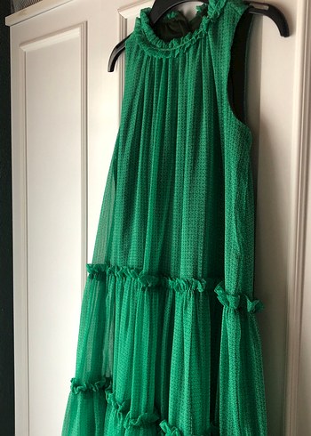 Yeşil Fırfırlı Bohem Kız Elbisesi - Görsel 3