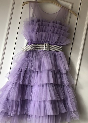 Mor Kat Kat Fırfırlı Kız Çocuk Elbisesi - Görsel 3