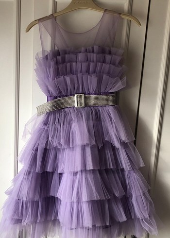 Mor Kat Kat Fırfırlı Kız Çocuk Elbisesi - Görsel 4