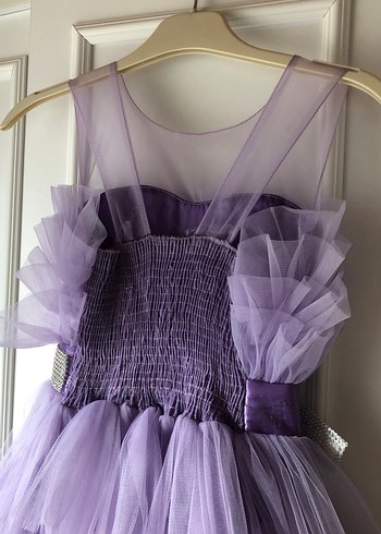 Mor Kat Kat Fırfırlı Kız Çocuk Elbisesi - Görsel 6