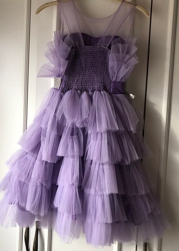 Mor Kat Kat Fırfırlı Kız Çocuk Elbisesi - Görsel 5