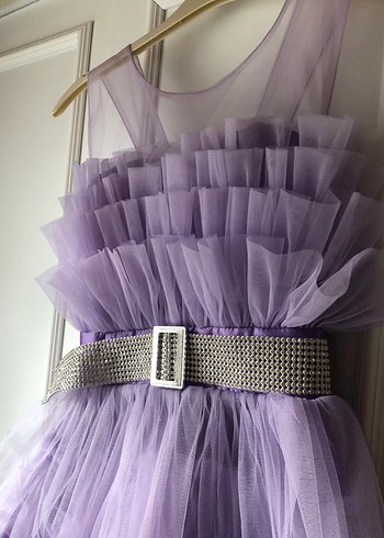 Mor Kat Kat Fırfırlı Kız Çocuk Elbisesi - Görsel 2