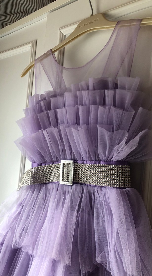 Mor Kat Kat Fırfırlı Kız Çocuk Elbisesi - Görsel 2