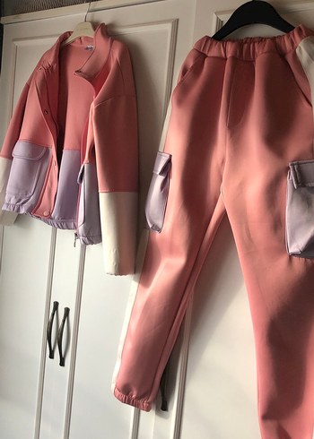 Düğmeli Pembe çocuk Eşofman Takımı - Görsel 2