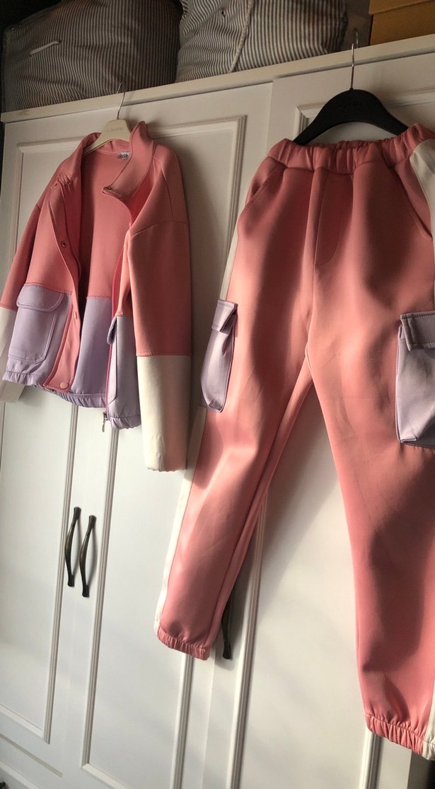 Düğmeli Pembe çocuk Eşofman Takımı - Görsel 2