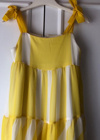Sarı Fırfırlı Askılı Kız Elbisesi - Görsel 2