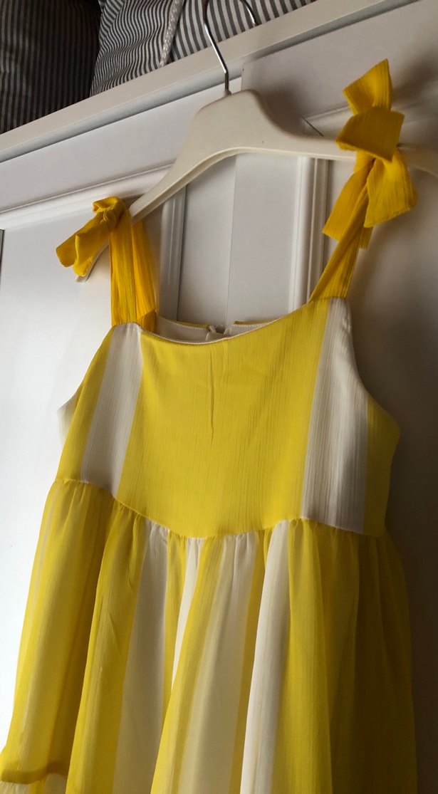 Sarı Fırfırlı Askılı Kız Elbisesi - Görsel 4
