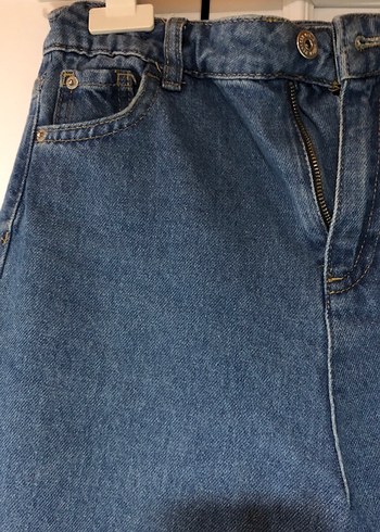 Mavi Bol Kesim Kız Çocuk Kot Pantolon - Görsel 4