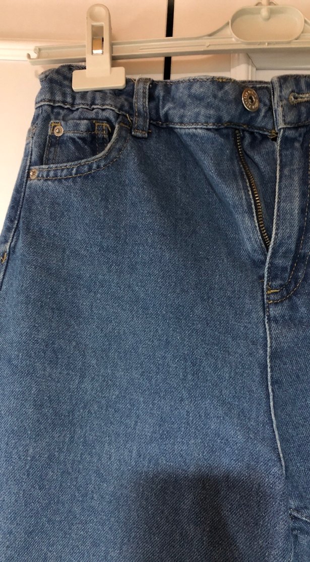 Mavi Bol Kesim Kız Çocuk Kot Pantolon - Görsel 4