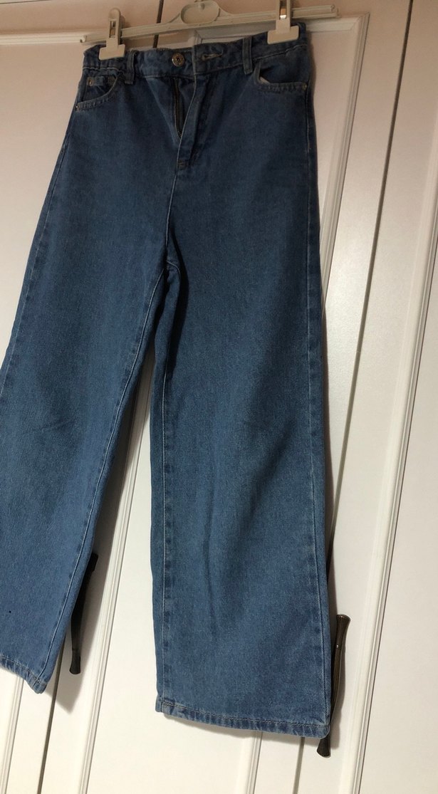 Mavi Bol Kesim Kız Çocuk Kot Pantolon - Görsel 3