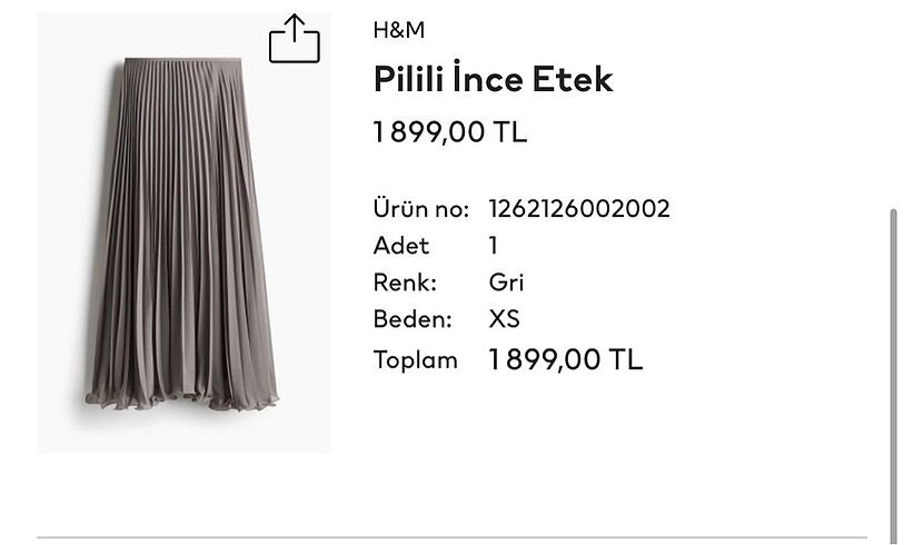 xs Beden gri Renk Pilili etek