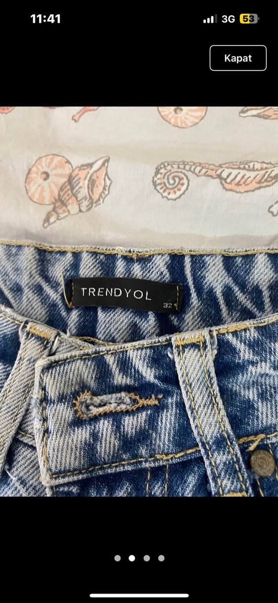 Düğmeli Bol Kesim Midi Boy Mavi Kot Pantolon - Görsel 2