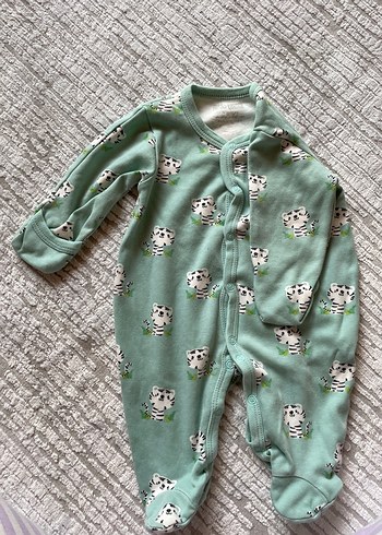 0-3 Ay Beden Kız Bebek Çok Renkli Pamuklu Örme Pijama Takımı