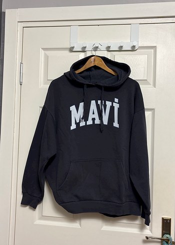 Mavi Baskılı Kapüşonlu Kadın Sweatshirt