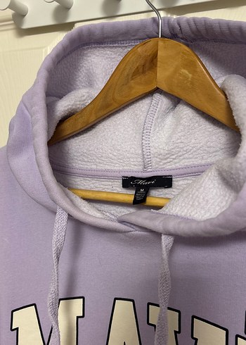 m Beden Mor Kapüşonlu Oversize Sweatshirt