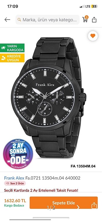 Frank alex erkek kol saati