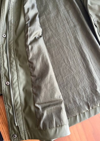 Kadın Haki Midi Yağmurluk Kapüşonlu - Görsel 6