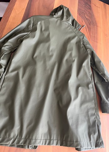 Kadın Haki Midi Yağmurluk Kapüşonlu - Görsel 8