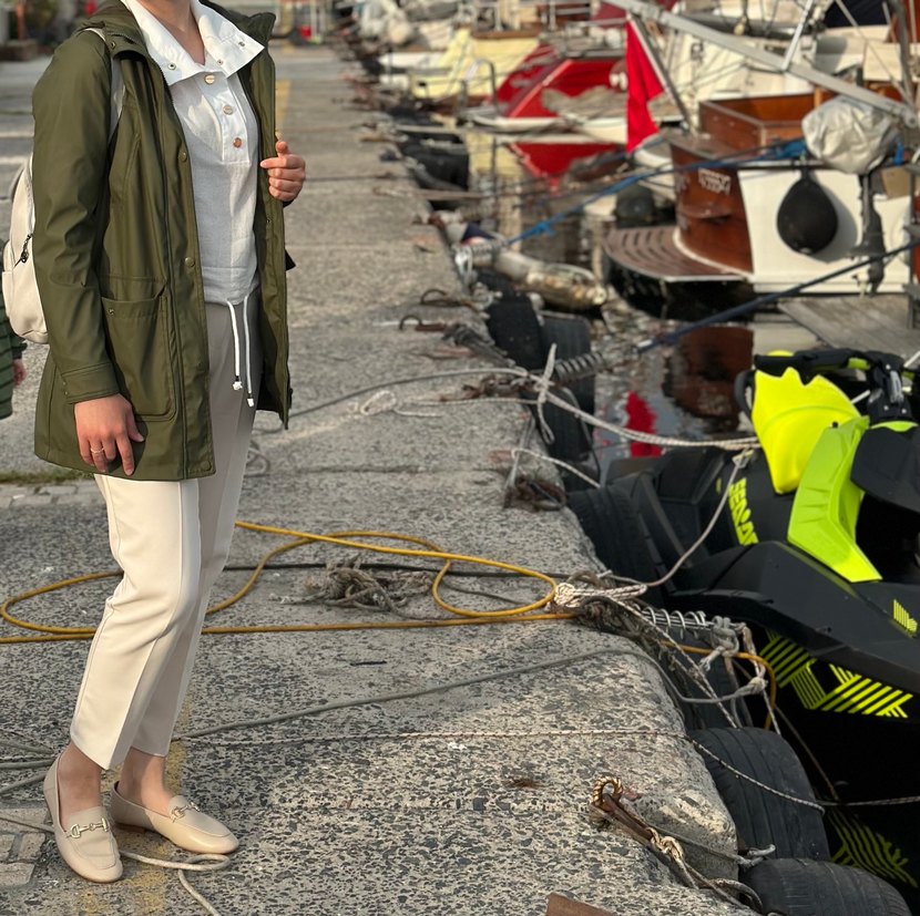 Kadın Haki Midi Yağmurluk Kapüşonlu - Görsel 2