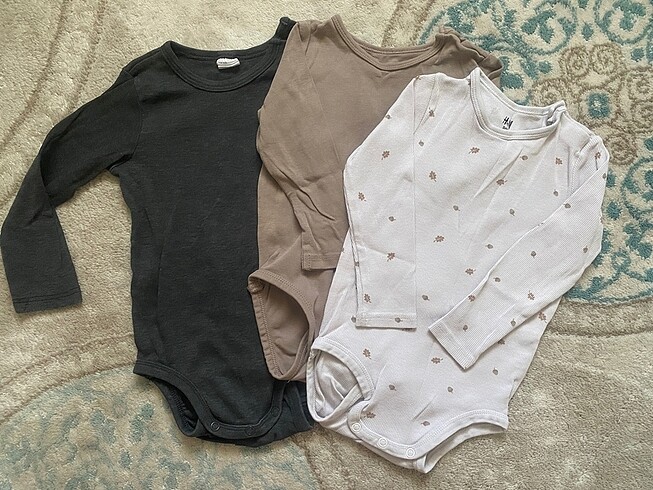 Bebek giyim (80-86) H&M 3x body, 3x önlük