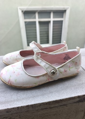 Çiçek Desenli Beyaz Kız Çocuk Babet - Görsel 4