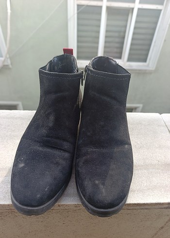 Siyah Süet Kadın Dolgu Topuk Bot - Görsel 5