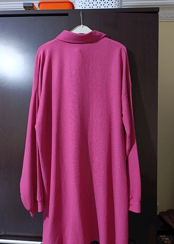 Düğmeli Uzun Kollu Pembe Kadın Gömlek - Görsel 2