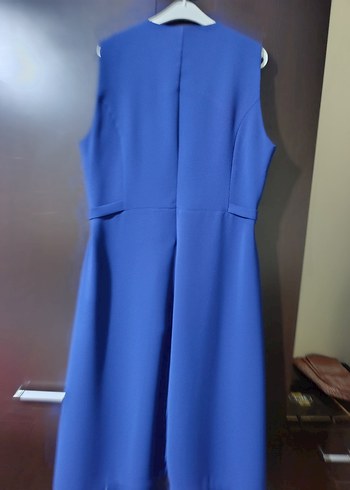 Mavi Parlak Midi Kadın yelek V Yaka - Görsel 5