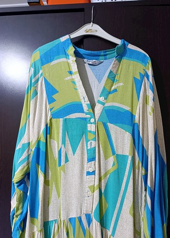 Bohem Çok Renkli Uzun Salaş Elbise - Görsel 3