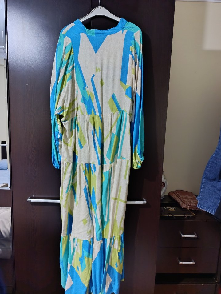 Bohem Çok Renkli Uzun Salaş Elbise - Görsel 2