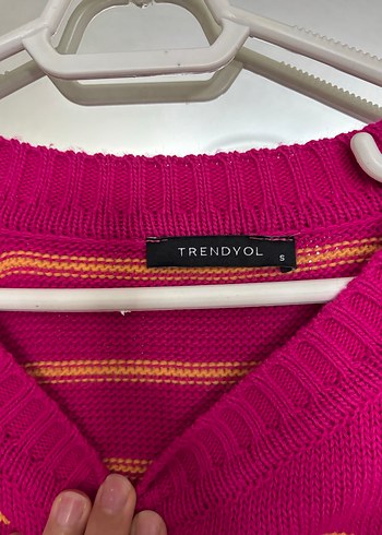 Trendyol & Milla Pembe Çizgili Salaş Örgü Kadın Kazak