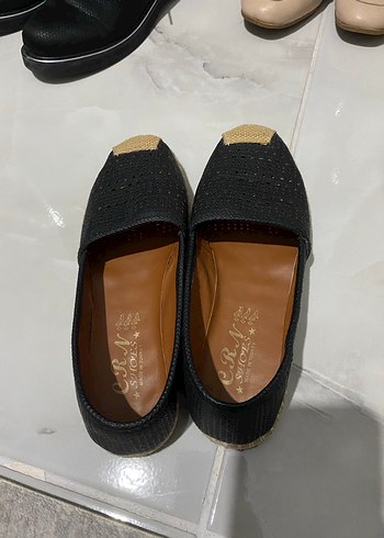 Siyah deri ucu hasır espadril, yumuşacıktır rahattır - Görsel 3