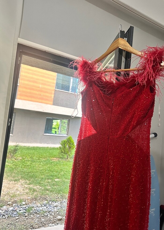 Kırmızı abiye elbise 42 - Görsel 2
