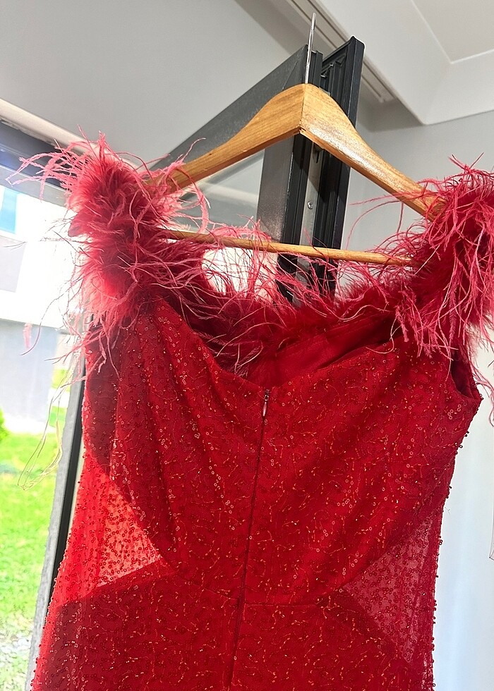 Kırmızı abiye elbise 42 - Görsel 3