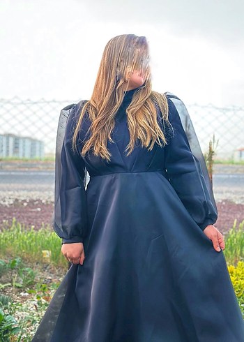 l Beden Uzun Siyah Gotik Kadın Elbise