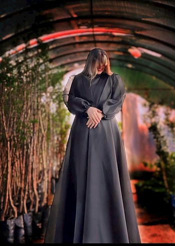 Uzun Siyah Gotik Kadın Elbise
