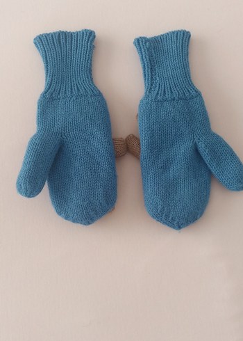Oyuncak Ayılı Mavi Çocuk Eldiveni - Görsel 2