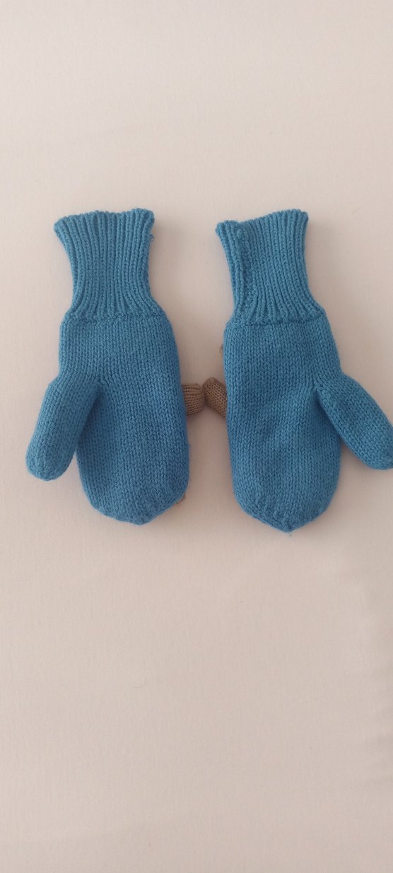 Oyuncak Ayılı Mavi Çocuk Eldiveni - Görsel 2