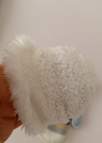 Kız Çocuk Beyaz Bohem Kürklü Eldiven - Görsel 3