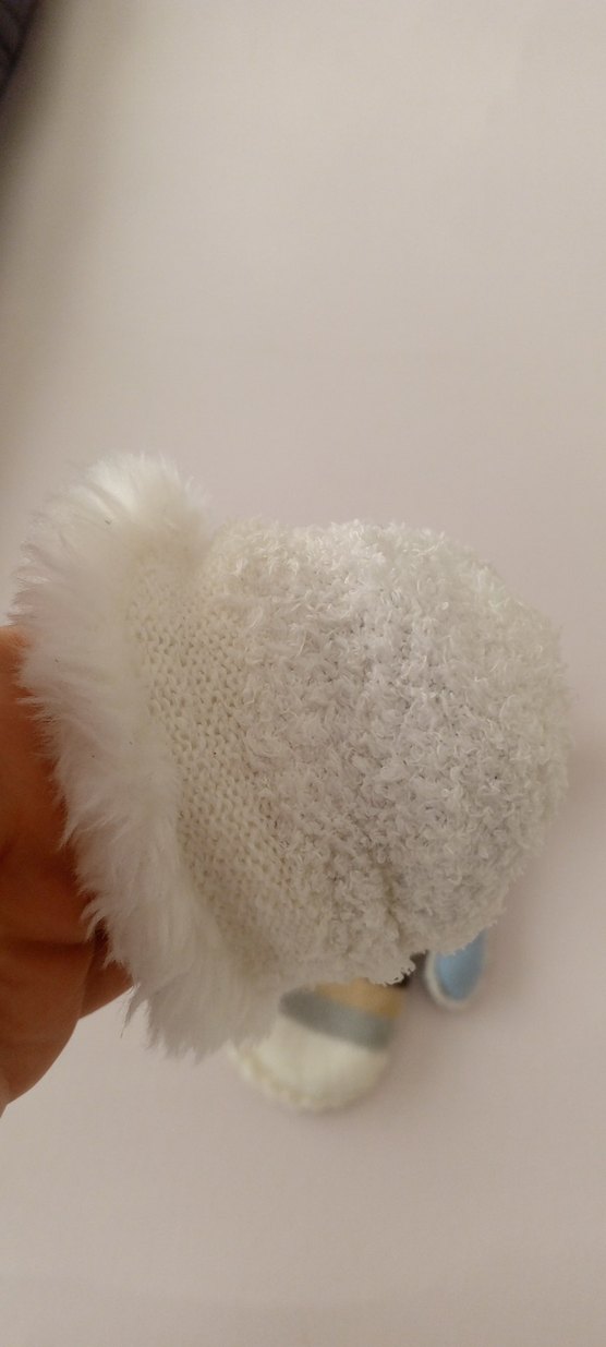 Kız Çocuk Beyaz Bohem Kürklü Eldiven - Görsel 3