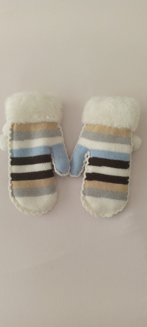 Kız Çocuk Beyaz Bohem Kürklü Eldiven - Görsel 2