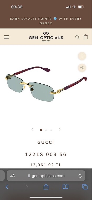 Gucci 1221s 003 Güneş Gözlüğü