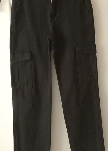 Siyah Rahat Kesim kargo cepli pull&bear pantolon